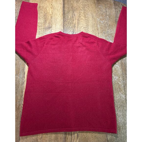 Original Orvis 100% Cashmere Deep Red Button Cardigan Crew Neck Sz L Ultra Soft - Picture 5 of 8